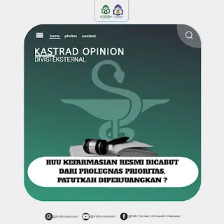 KASTRAD OPINION II RUU KEFARMASIAN RESMI DICABUT DARI PROLEGNAS PRIORITAS, PATUTKAH DIPERJUANGKAN?