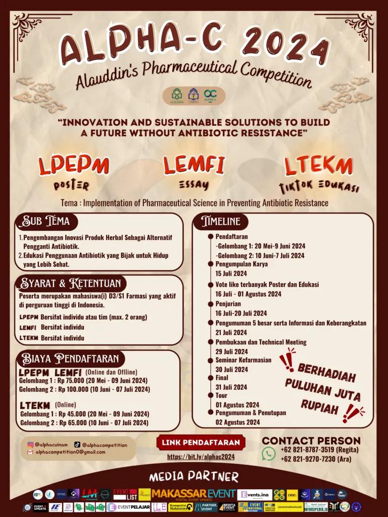 ALPHA C SEASON 4: Wadah Inovasi Ide Mahasiswa Farmasi Indonesia Akan Segera Diadakan! Siapkan dirimu!
